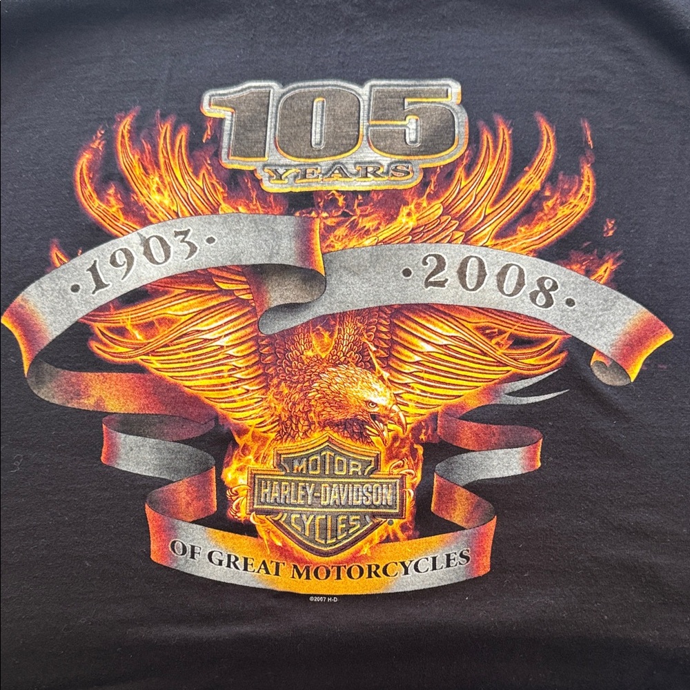 Vintage Harley-Davidson Black T-Shirt with Eagle Graphic 150 Years